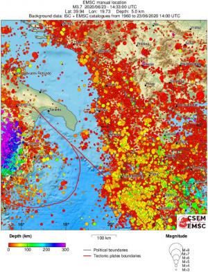 regional depth historical seismicity