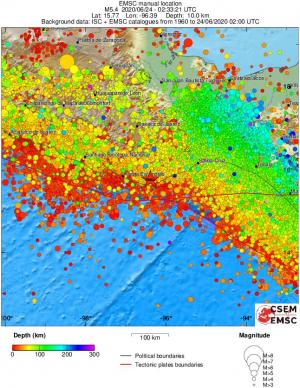 regional depth historical seismicity