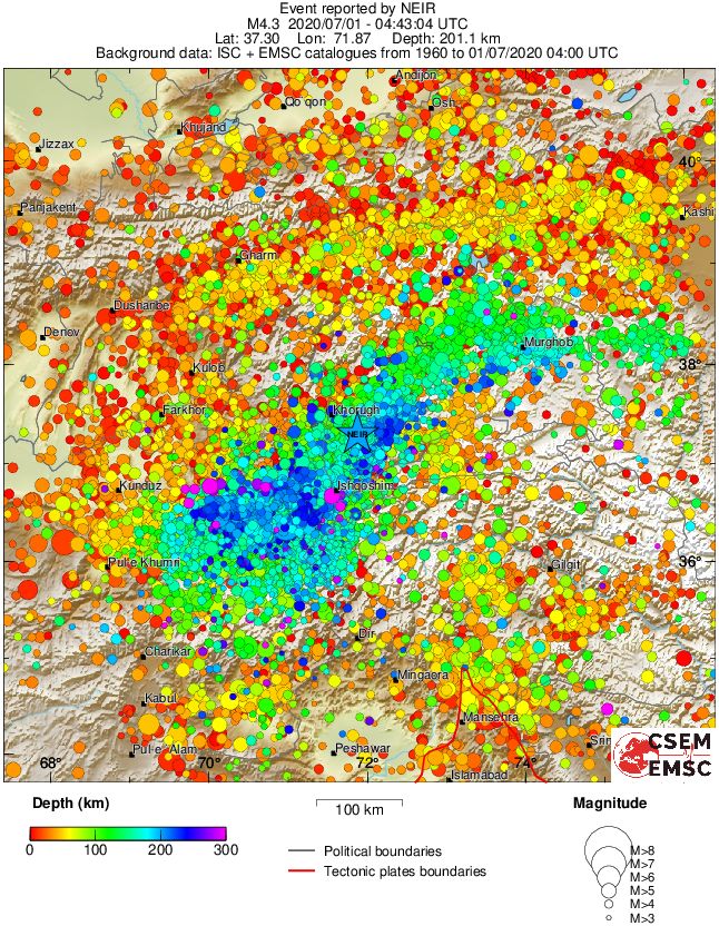 regional depth historical seismicity