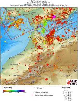 regional depth historical seismicity