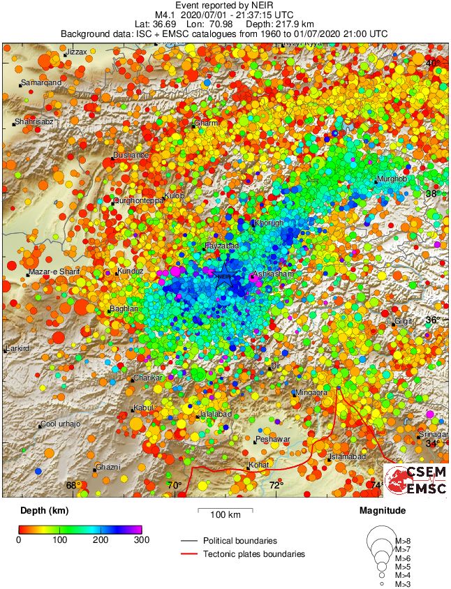 regional depth historical seismicity