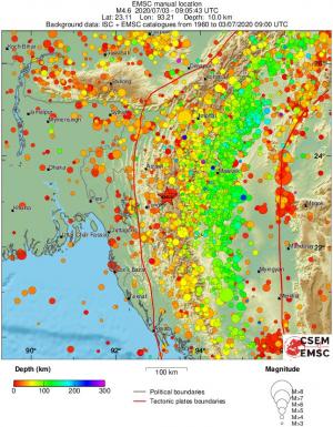 regional depth historical seismicity