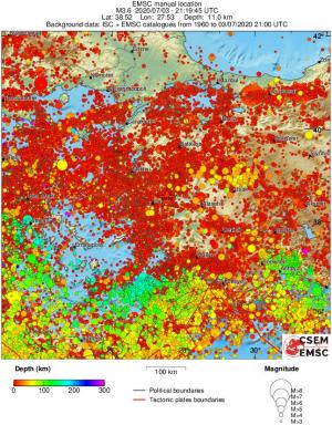 regional depth historical seismicity