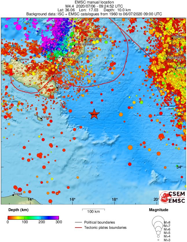 regional depth historical seismicity