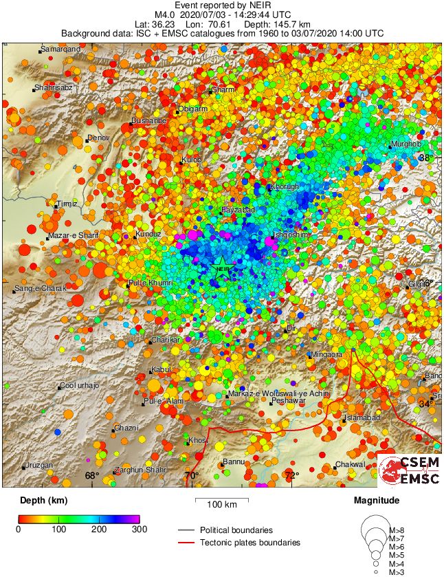 regional depth historical seismicity
