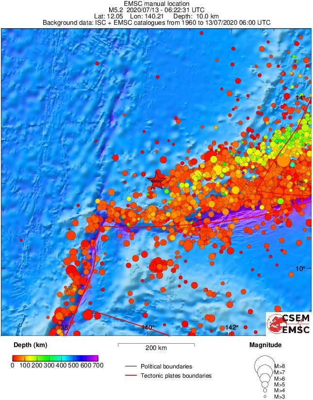 regional depth historical seismicity