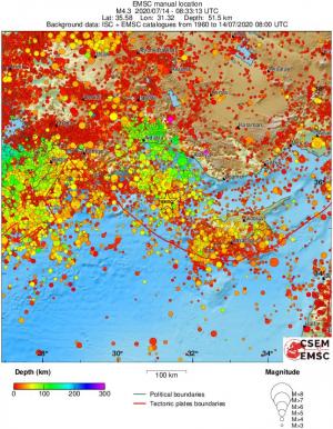 regional depth historical seismicity