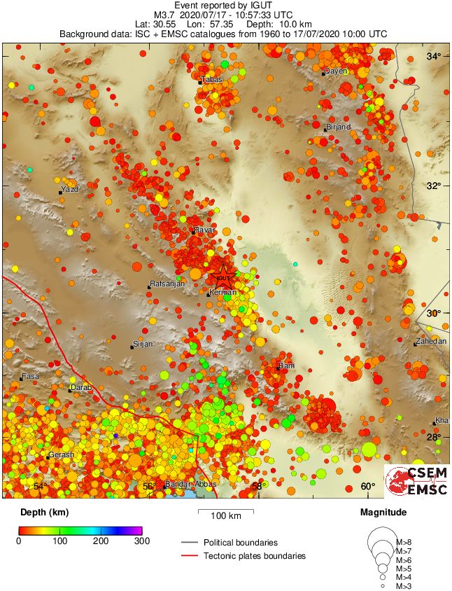 regional depth historical seismicity