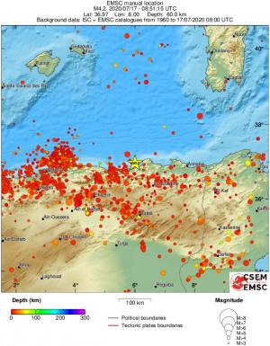 regional depth historical seismicity