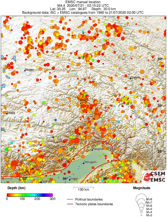 regional depth historical seismicity