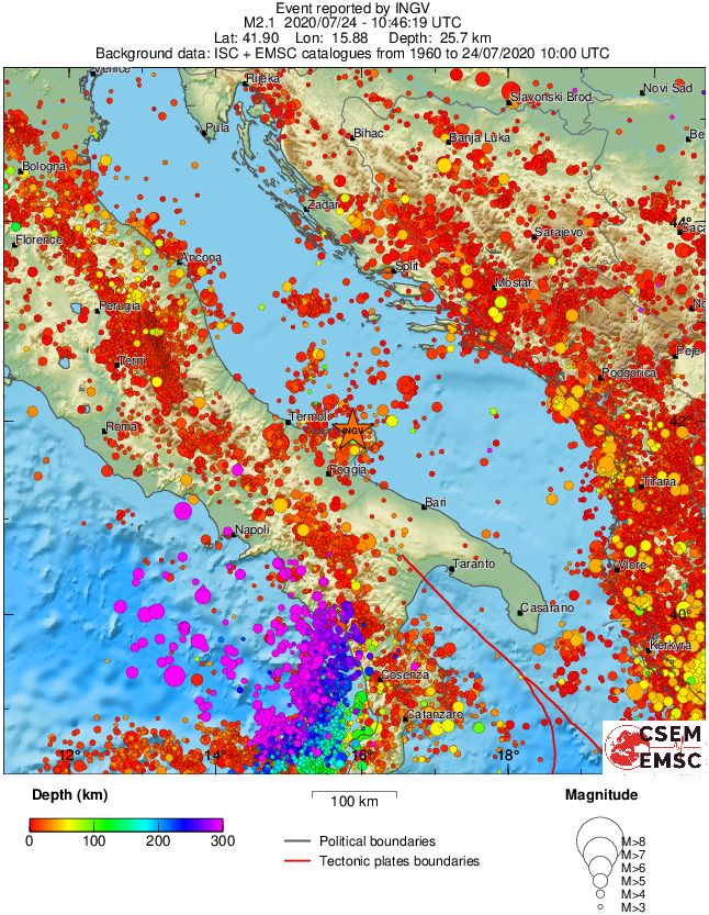 regional depth historical seismicity
