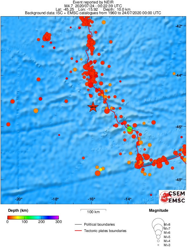 regional depth historical seismicity