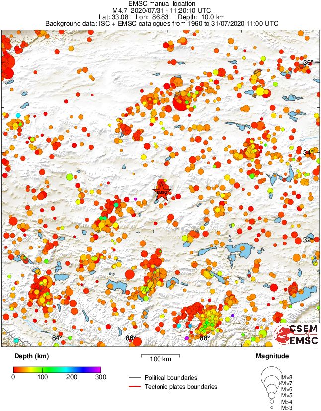 regional depth historical seismicity