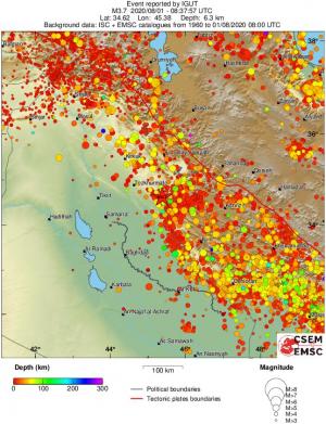 regional depth historical seismicity