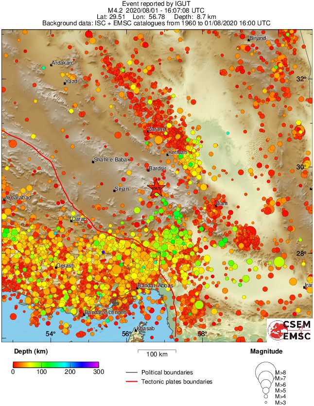 regional depth historical seismicity