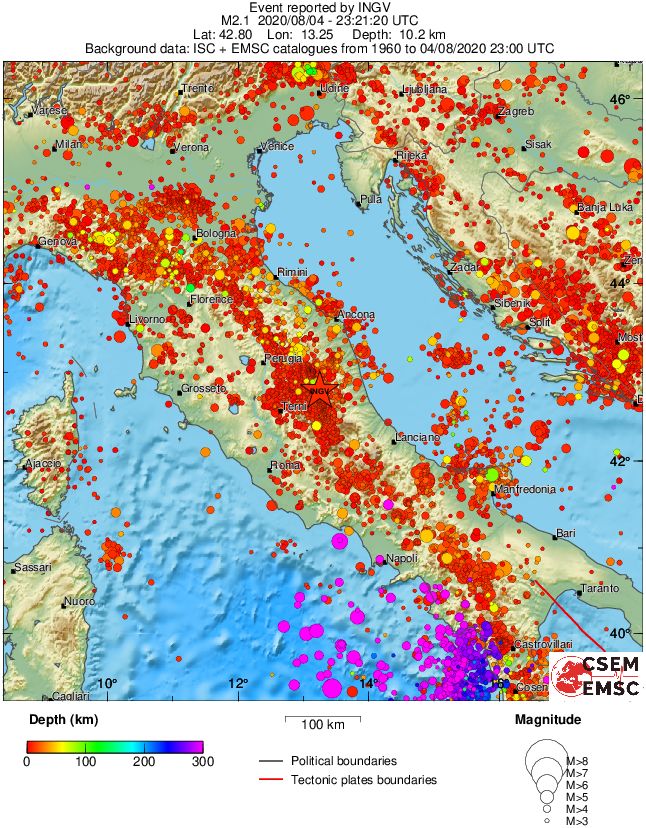 regional depth historical seismicity