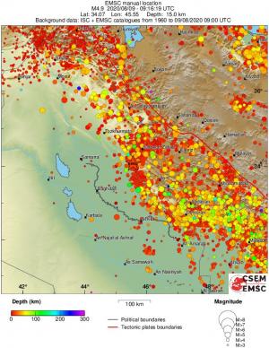 regional depth historical seismicity