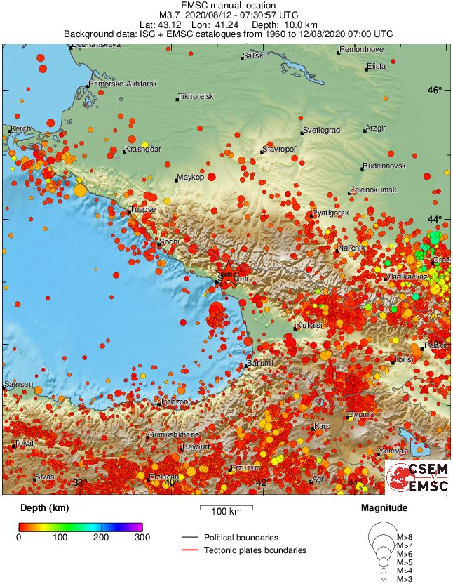 regional depth historical seismicity