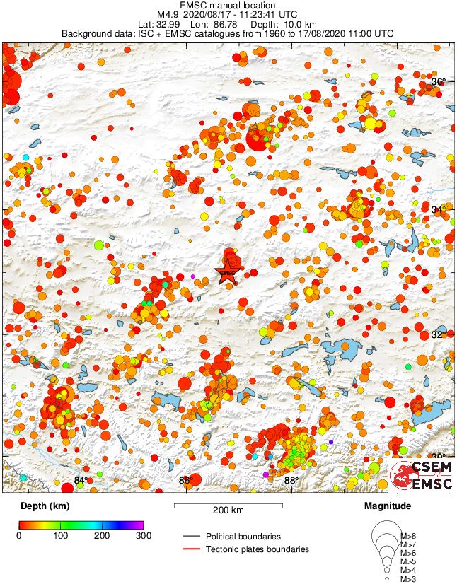 regional depth historical seismicity