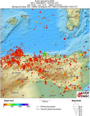 regional depth historical seismicity