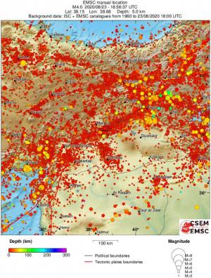 regional depth historical seismicity