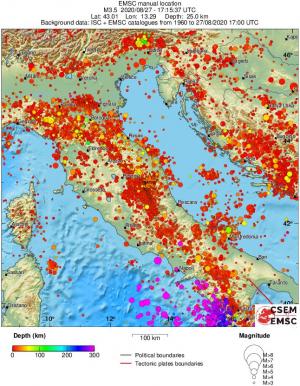 regional depth historical seismicity