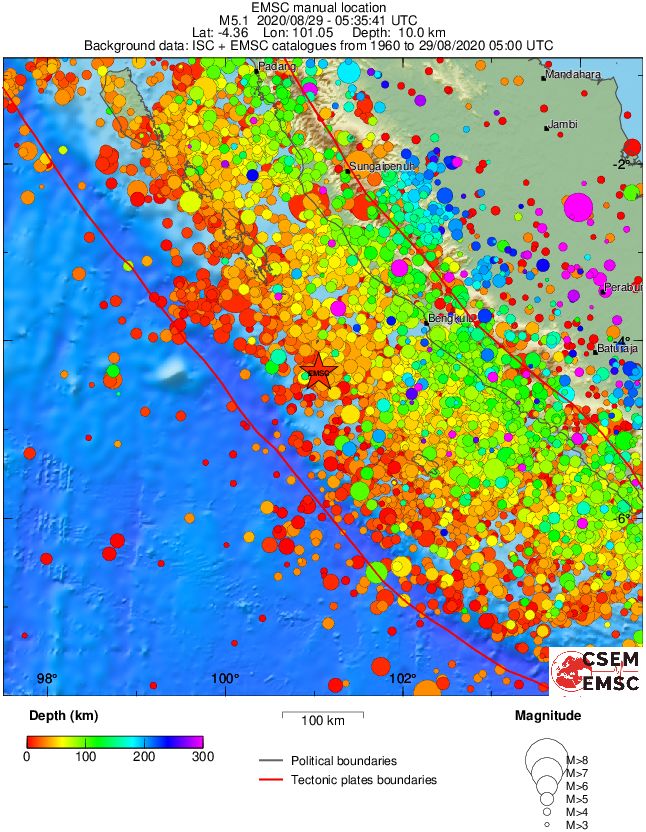 regional depth historical seismicity