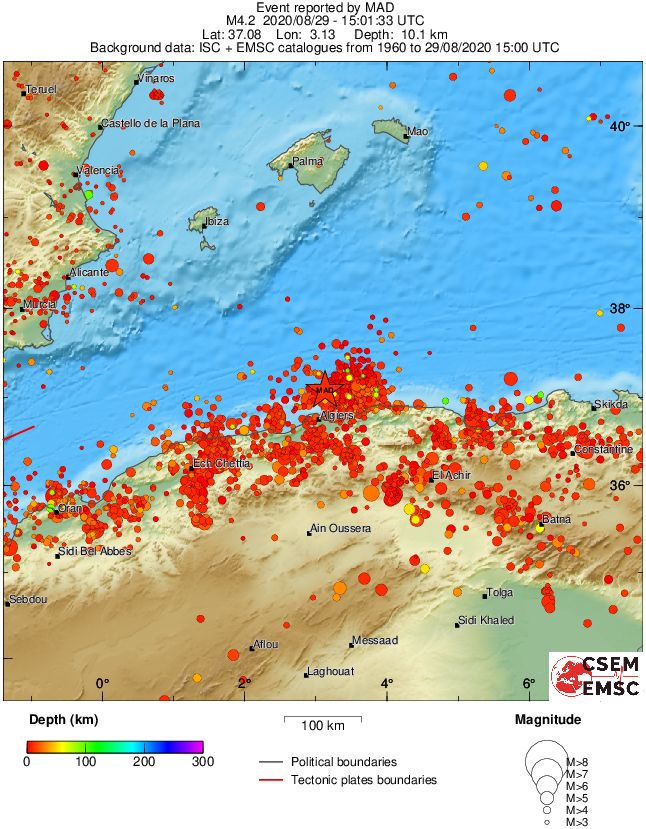 regional depth historical seismicity