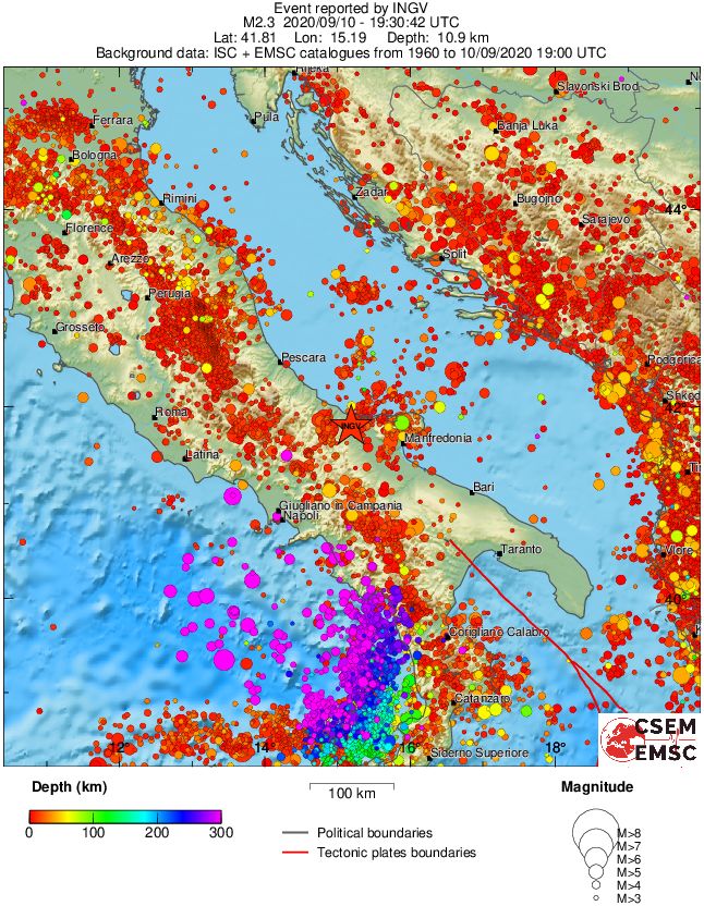 regional depth historical seismicity
