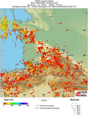 regional depth historical seismicity
