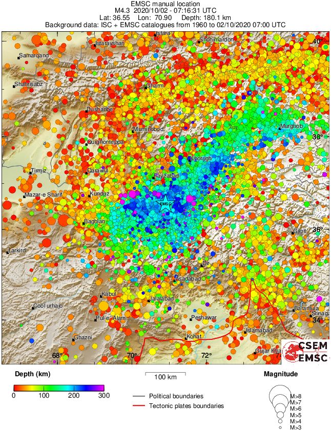 regional depth historical seismicity