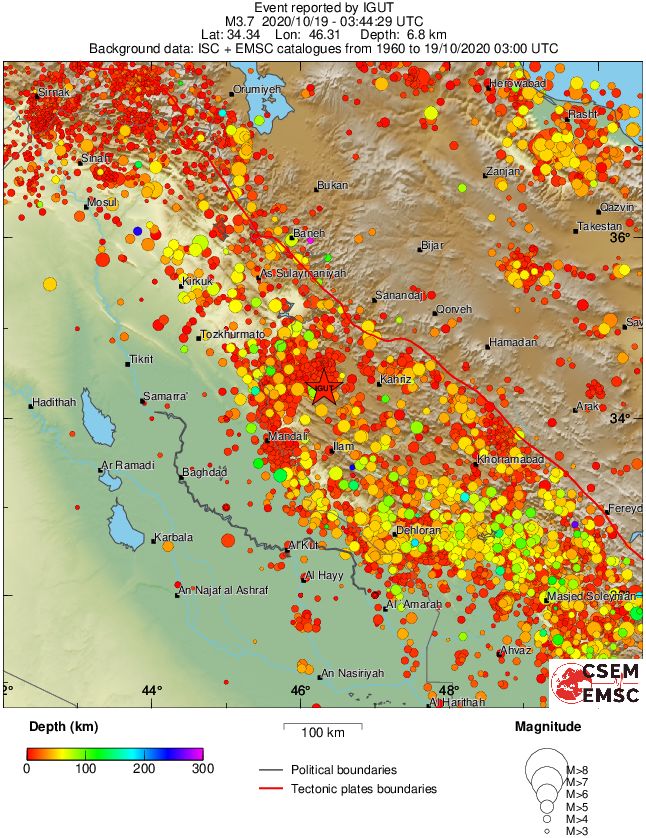 regional depth historical seismicity