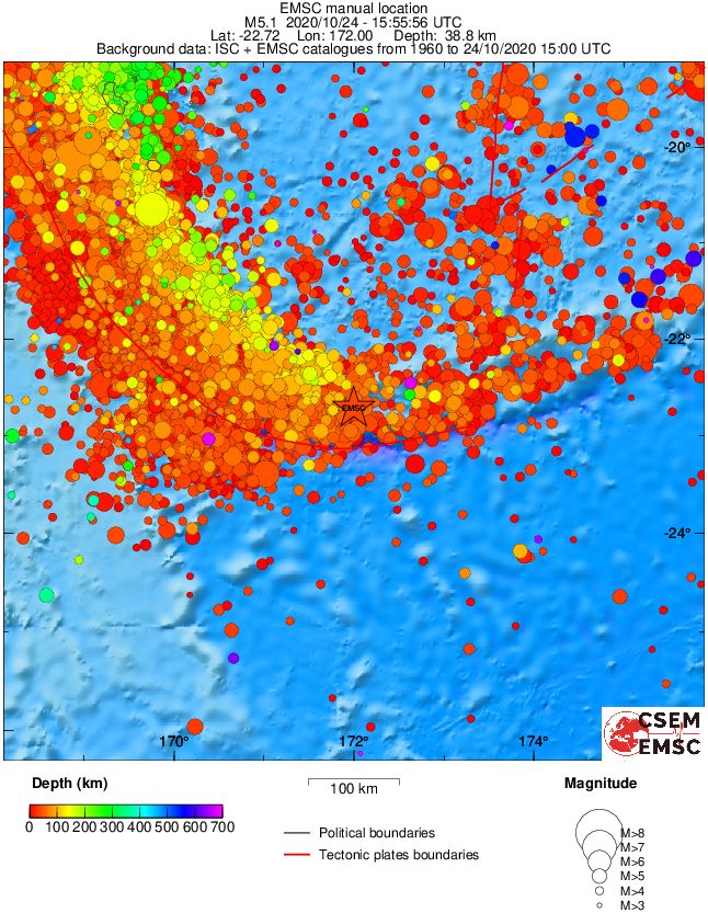 regional depth historical seismicity