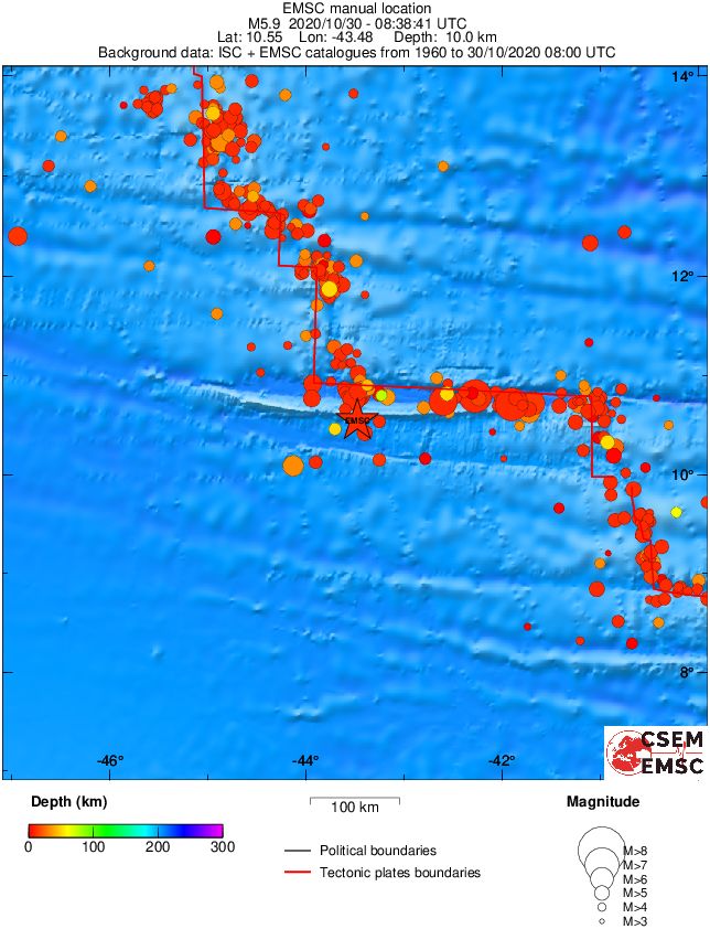 regional depth historical seismicity