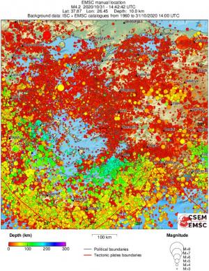 regional depth historical seismicity