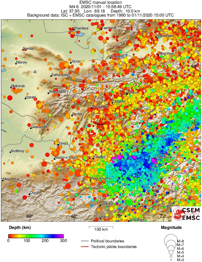 regional depth historical seismicity