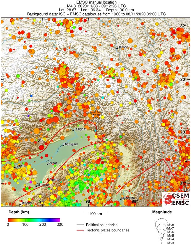 regional depth historical seismicity