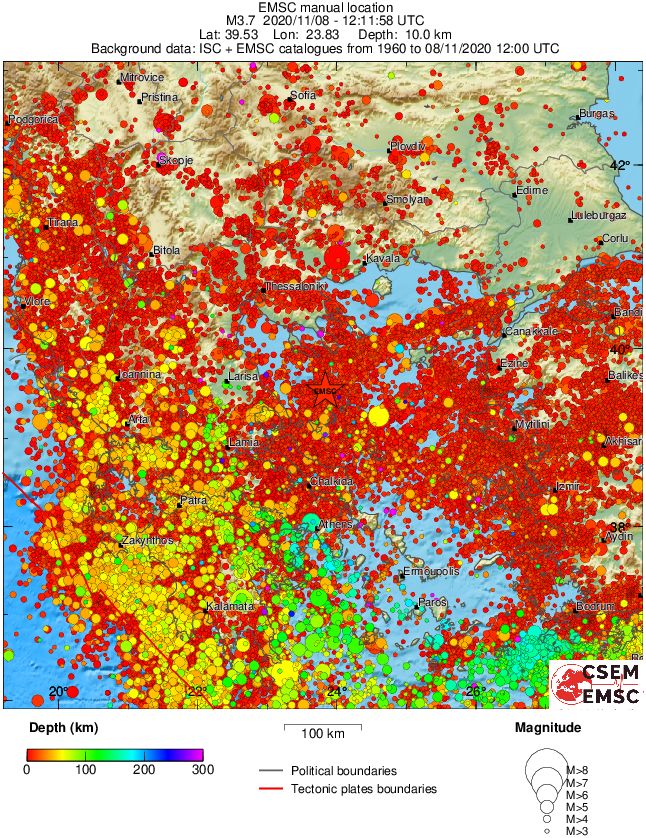 regional depth historical seismicity