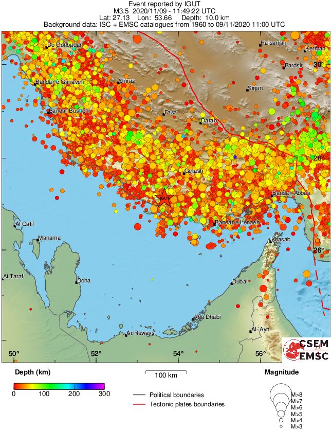regional depth historical seismicity