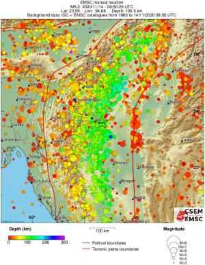 regional depth historical seismicity