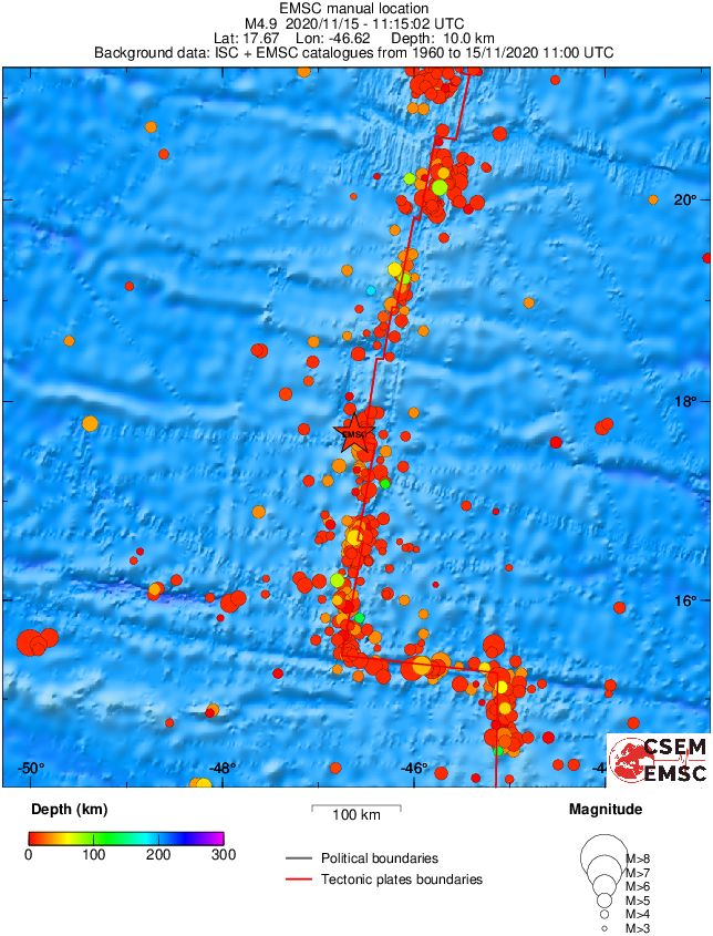 regional depth historical seismicity
