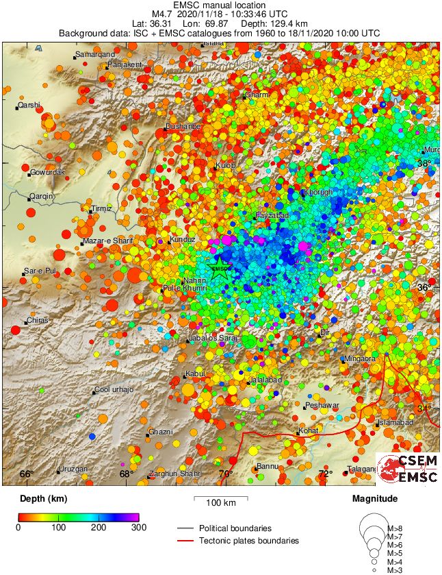 regional depth historical seismicity