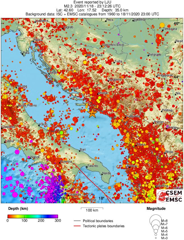 regional depth historical seismicity
