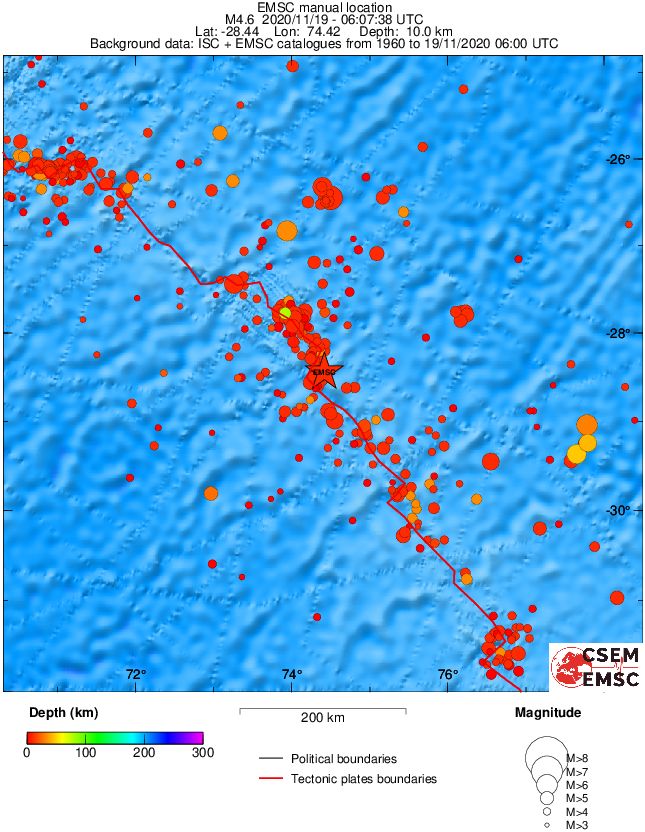 regional depth historical seismicity