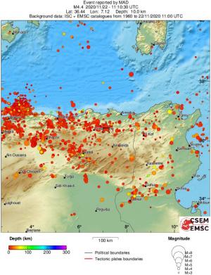 regional depth historical seismicity