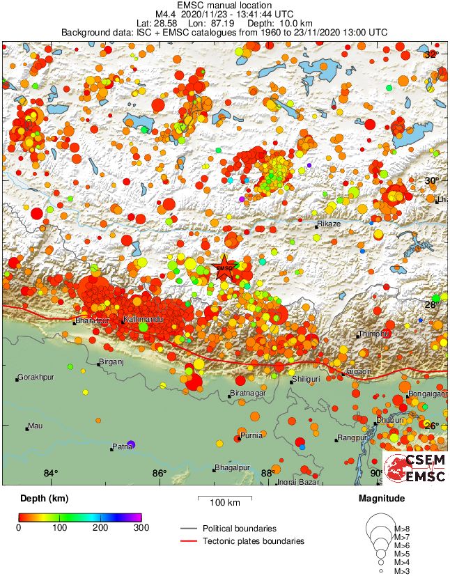regional depth historical seismicity