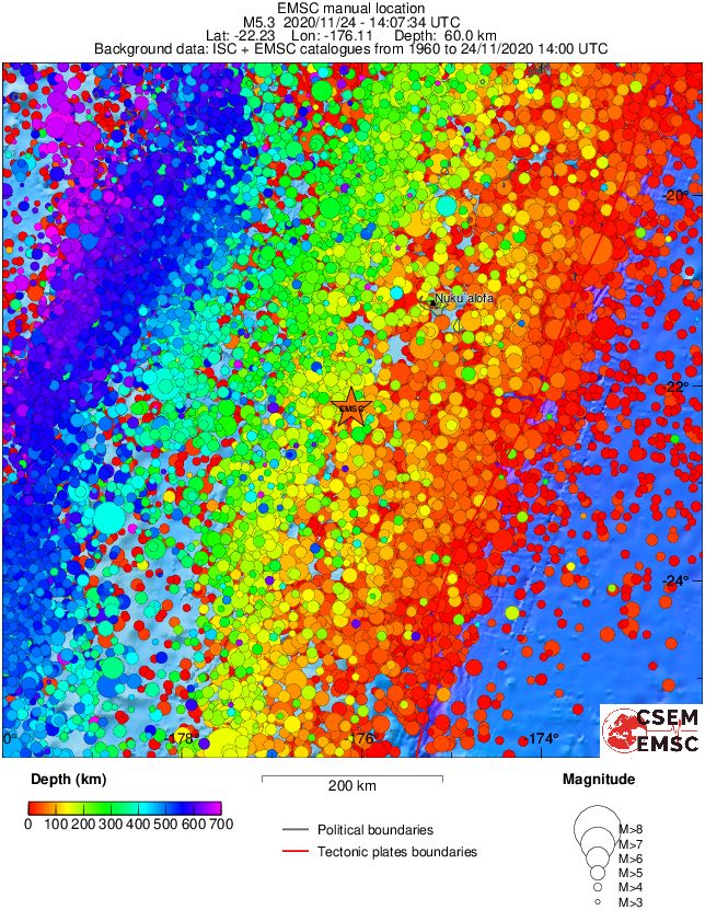 regional depth historical seismicity