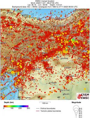 regional depth historical seismicity
