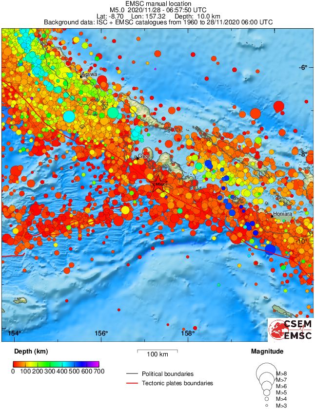 regional depth historical seismicity