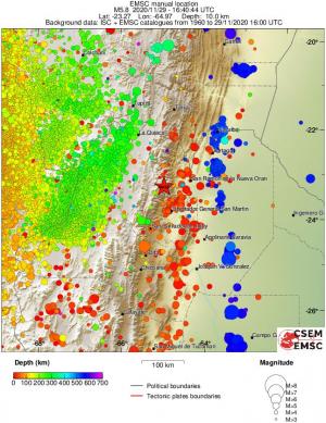 regional depth historical seismicity